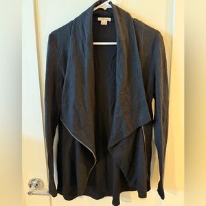 Black Zip Front Sweater, Size M by Helmut Lang